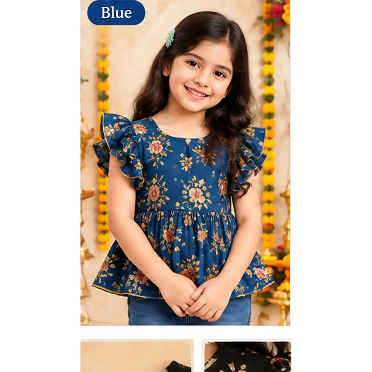 Ethnic Girl Top For Festivel Blue 12-14 Yrs