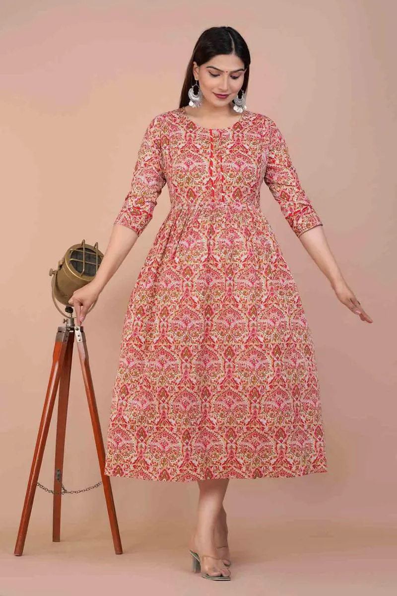 Cotton Printed Maternity Dress for Women