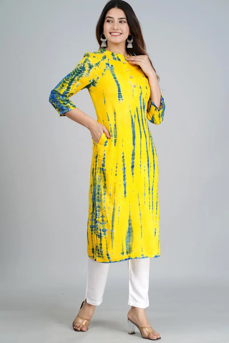Rayon Tie & Dye Print Kurti for Women