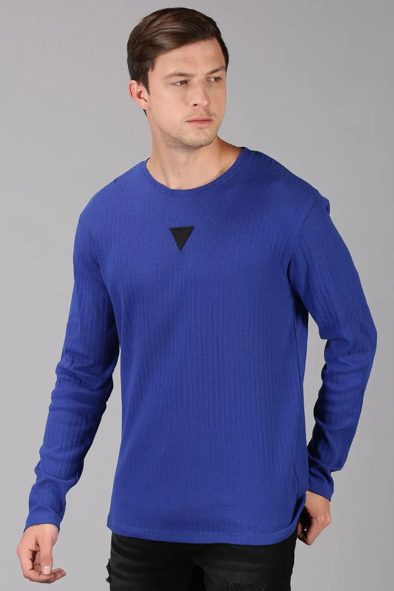Men's Cotton Regular Fit T-shirt 000365XLBLU