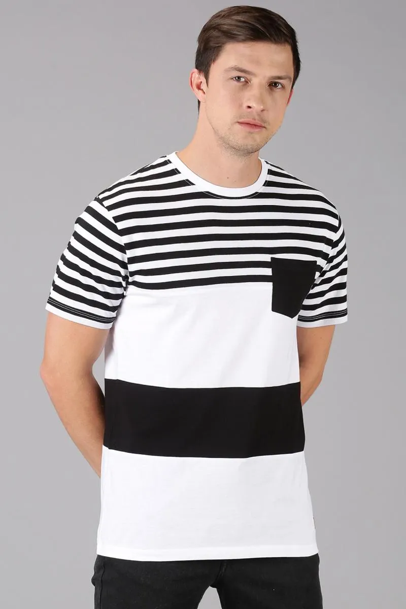 Men's Cotton Striped T-shirt 000371XLBLA