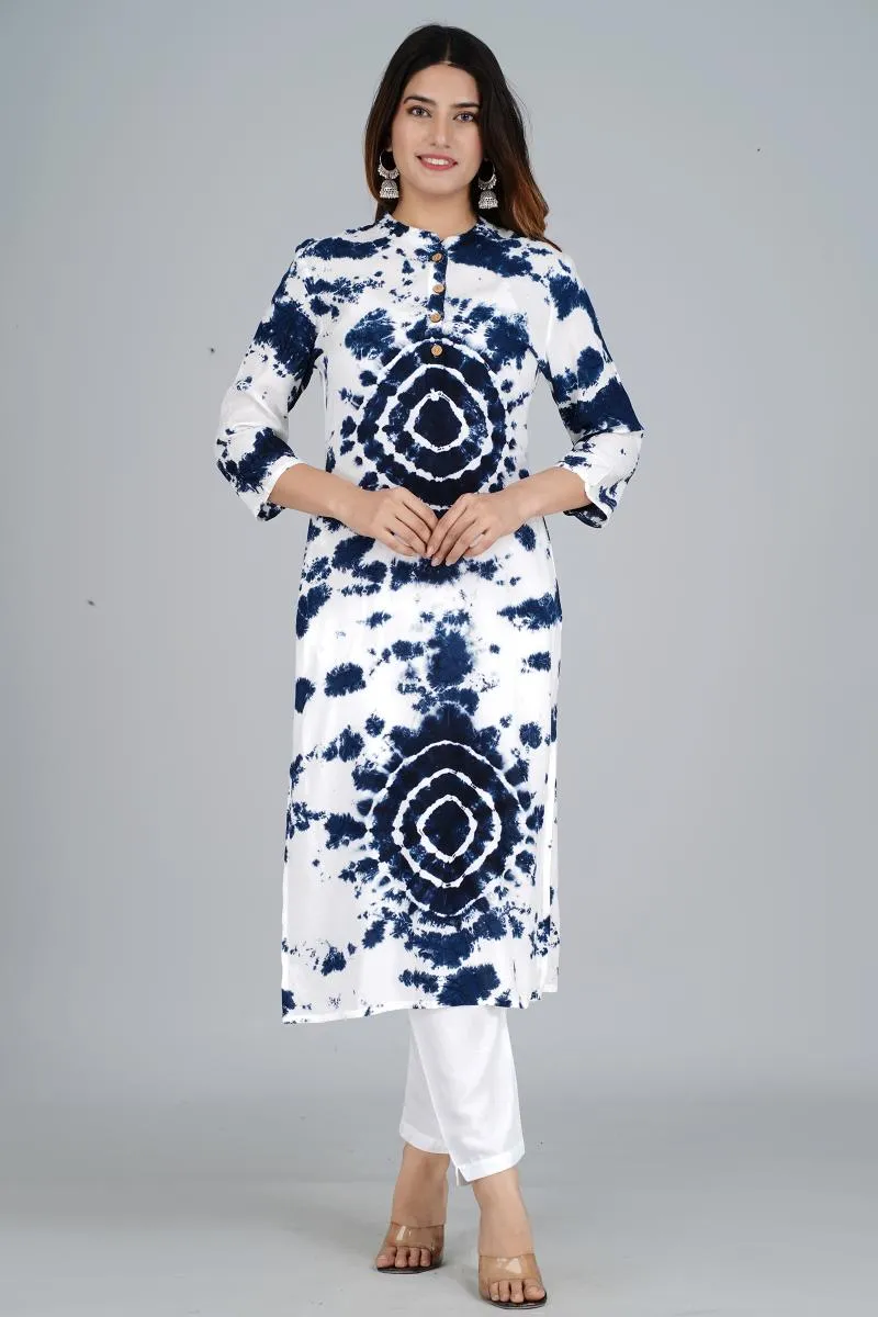 Rayon Tie & Dye Print Kurti for Women