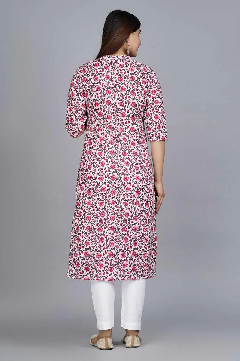 Cotton Floral Printed kurti for Women 000433M38PIN