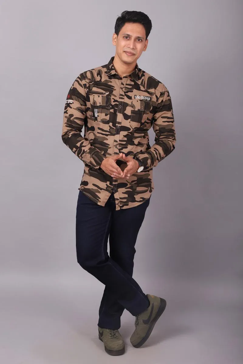 Cotton Camouflage Print Shirt for Men 000538BEIM
