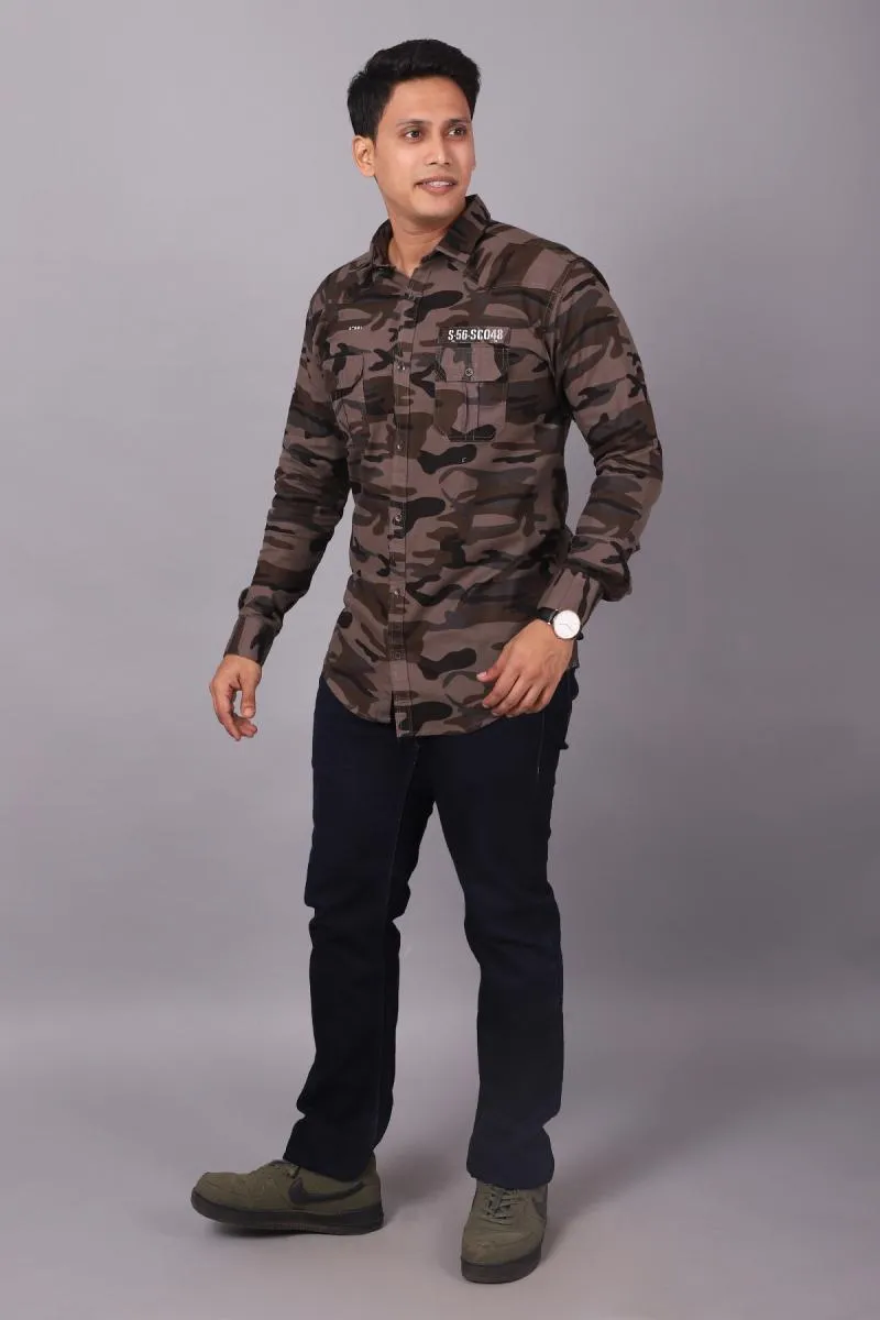 Cotton Camouflage Print Shirt for Men