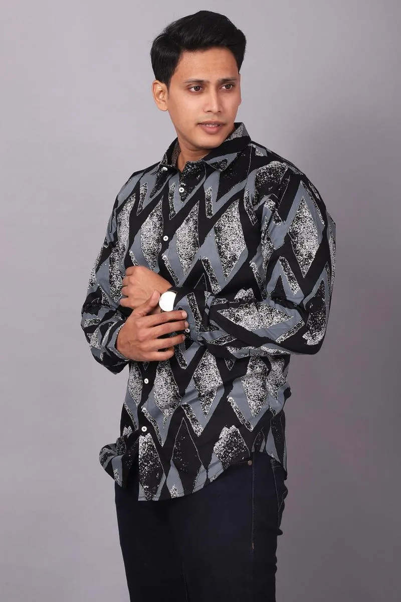 Cotton Printed Shirt for Men 000539BLAM