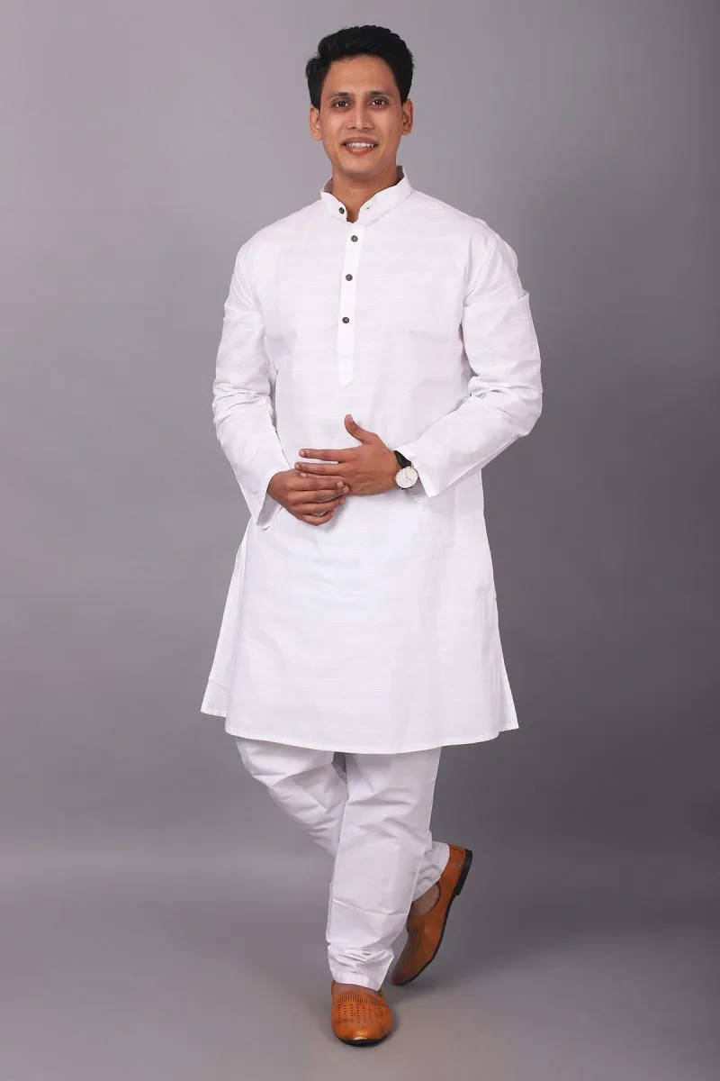 Cotton Kurta Pyjama Set for Men (2-Pcs Set) 000605WHI36