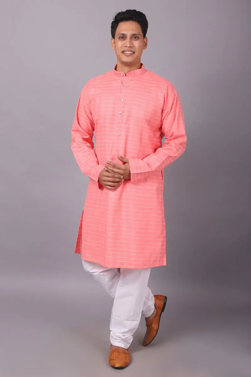 Cotton Kurta Pyjama Set for Men (2-Pcs Set) 000606PIN36