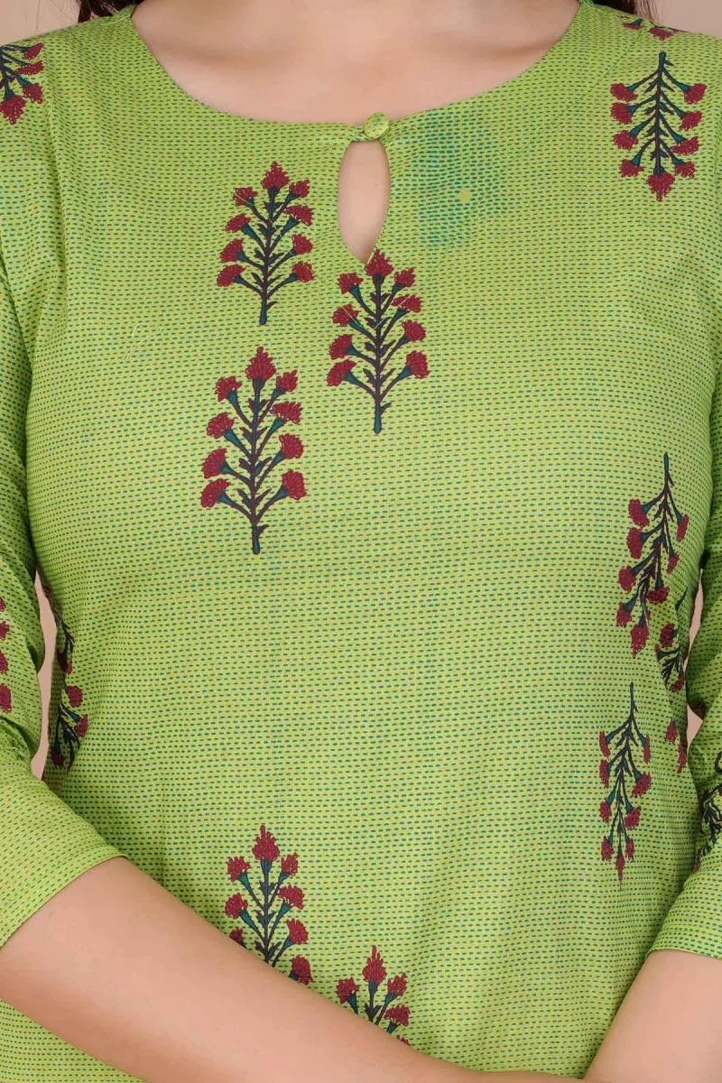 Cotton Printed Kurti with Palazzo Set for Women 000622S36GRE