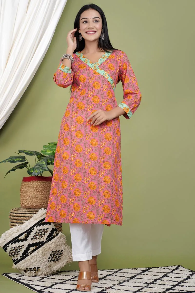 Cotton Floral Printed Kurti for Women