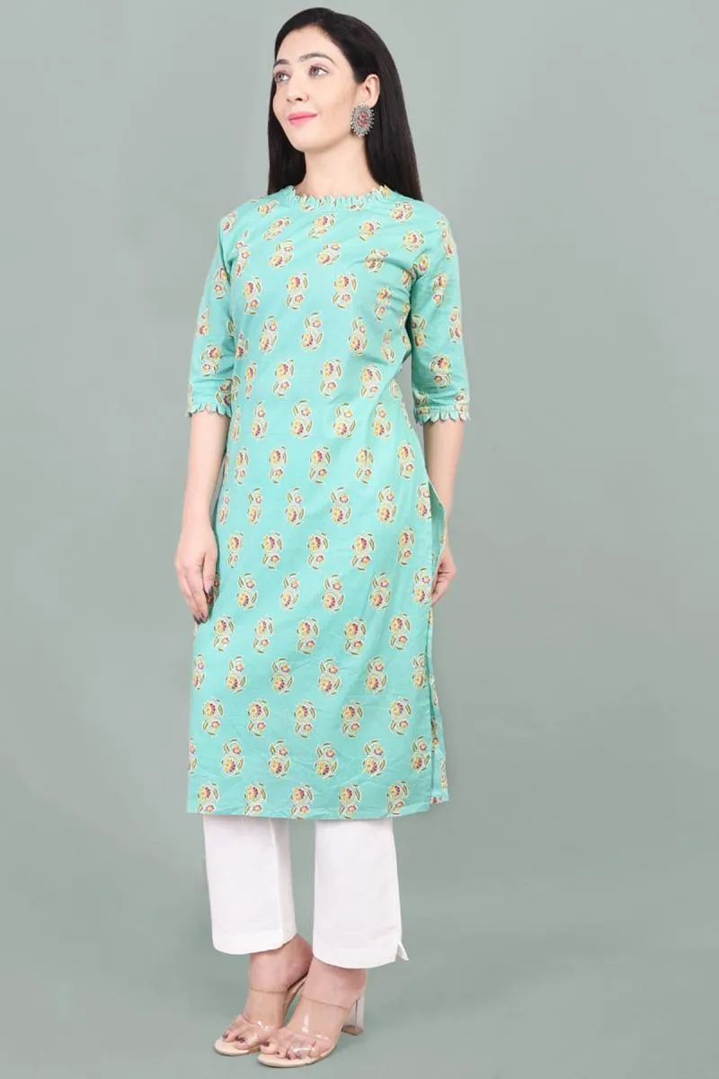Cotton Floral Printed Kurti for Women 000633XXLTUR