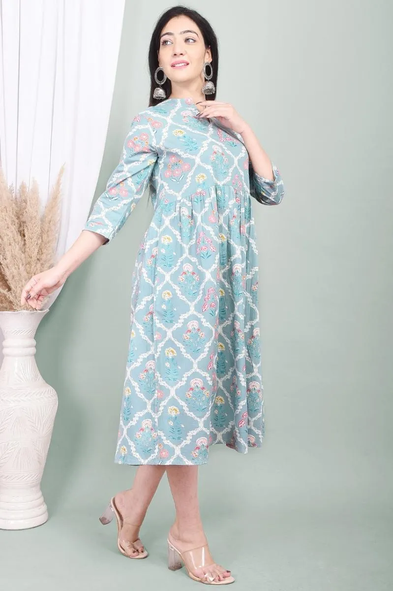 Cotton Printed Flared Kurti for Women