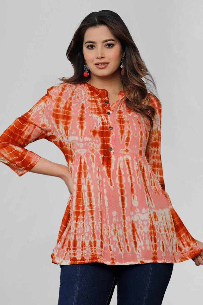 Rayon Tie & Dye Print Top for Women