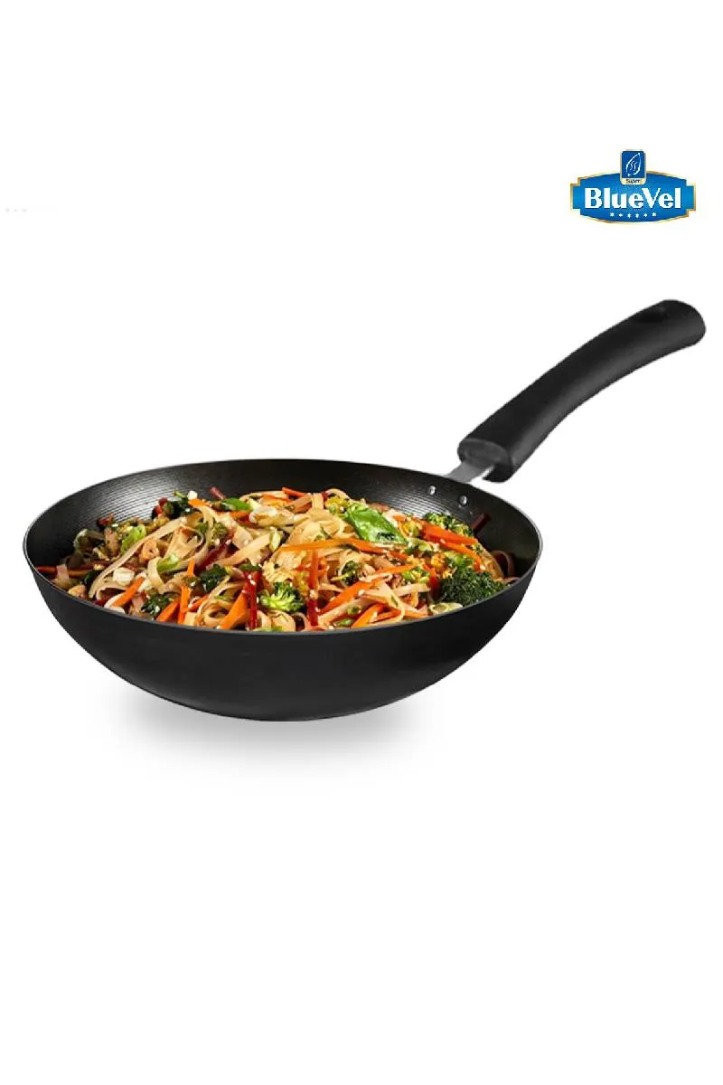 Bluevel 100% Pure Sheet Iron Wok with Bakelite Handle, Toxin-Free, Pre-Seasoned, 1.6L, 10 Inch, 0.92 Kg 000790BLA1.6LTR