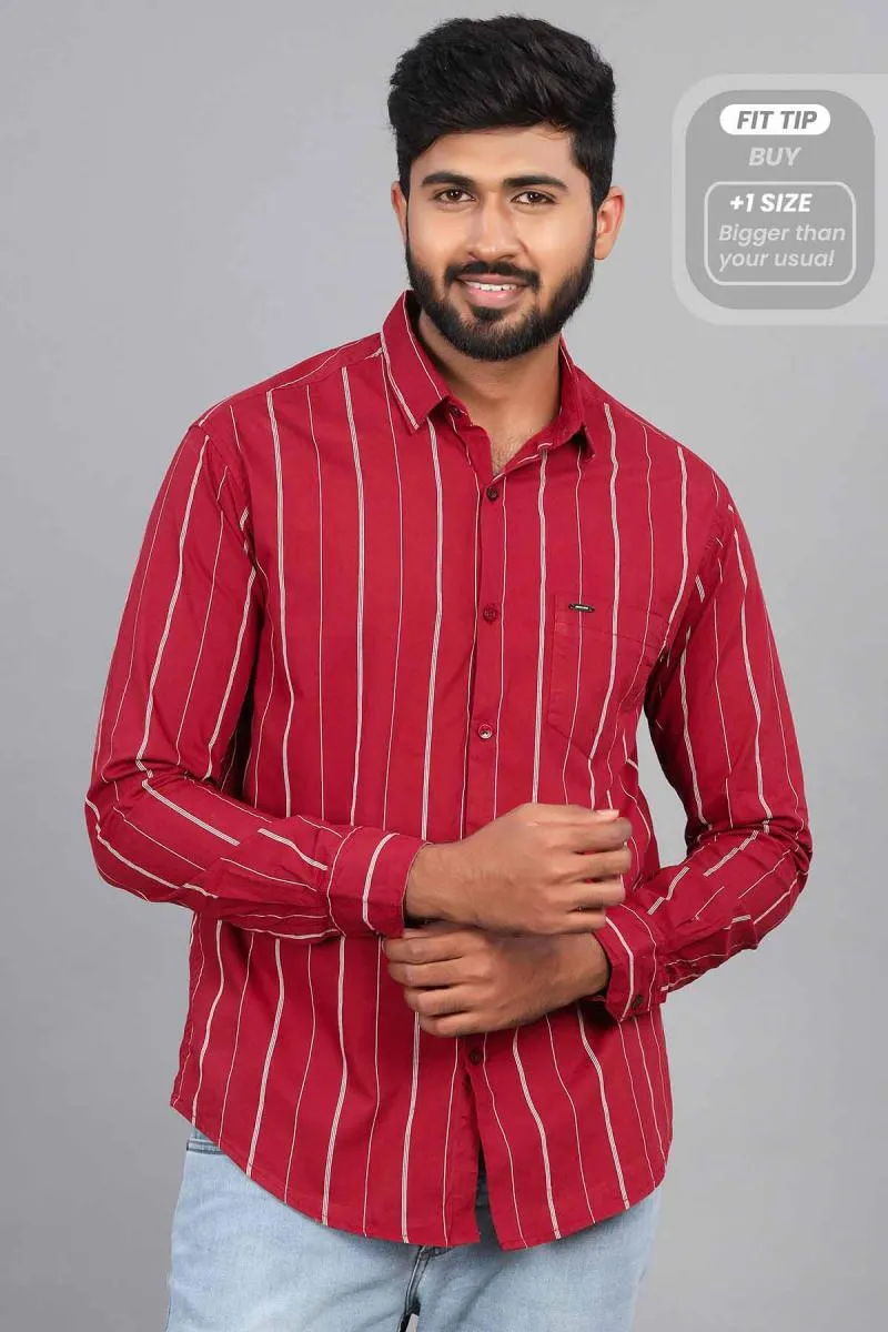 Men's Striped Cotton Slim Fit Shirt 