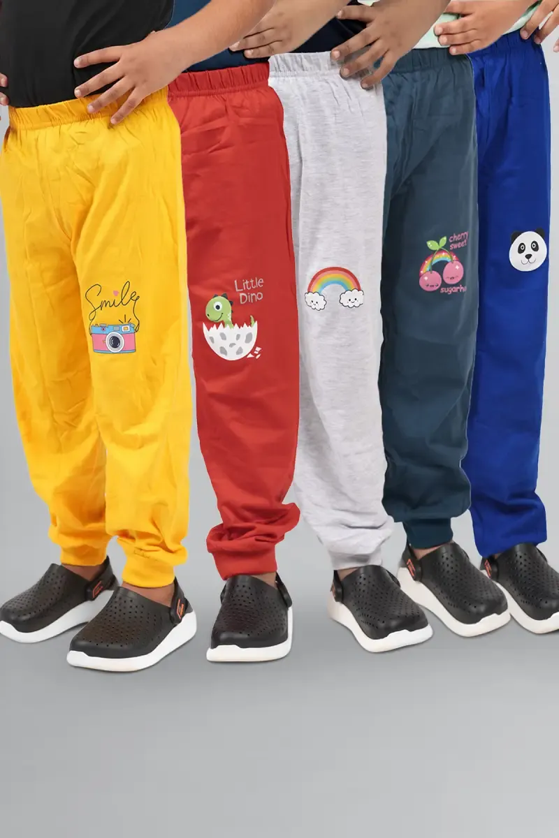 Boy's Cotton Printed Joggers - Pack of 5 001154MUL56YRS