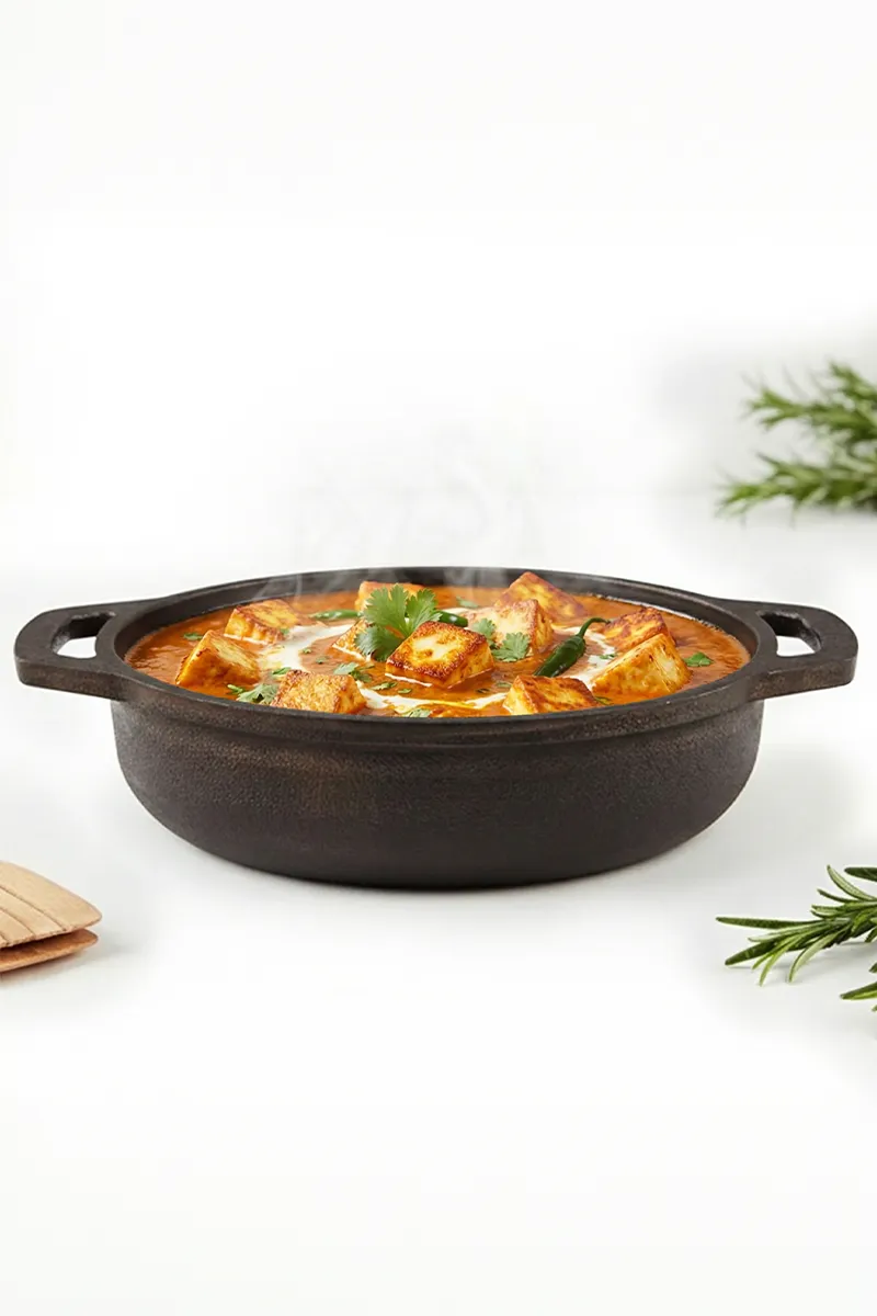 Bluevel Cast Iron Kadai, Flat Base, 25cm, 2.5L, Pre-Seasoned, Naturally Nonstick, 100% Pure, Toxin-Free, 2.67kg