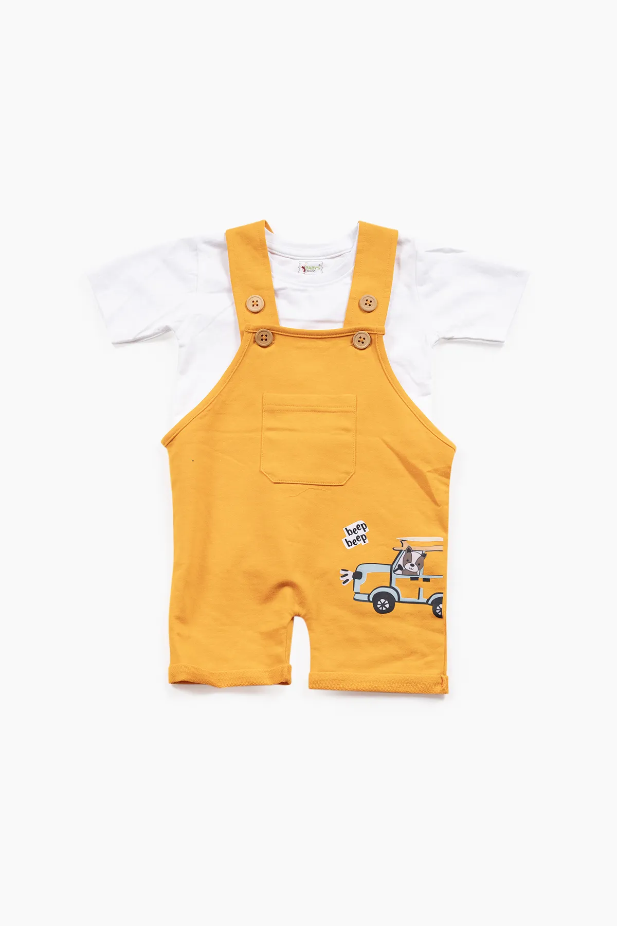 Boys Printed Cotton Dungaree Set