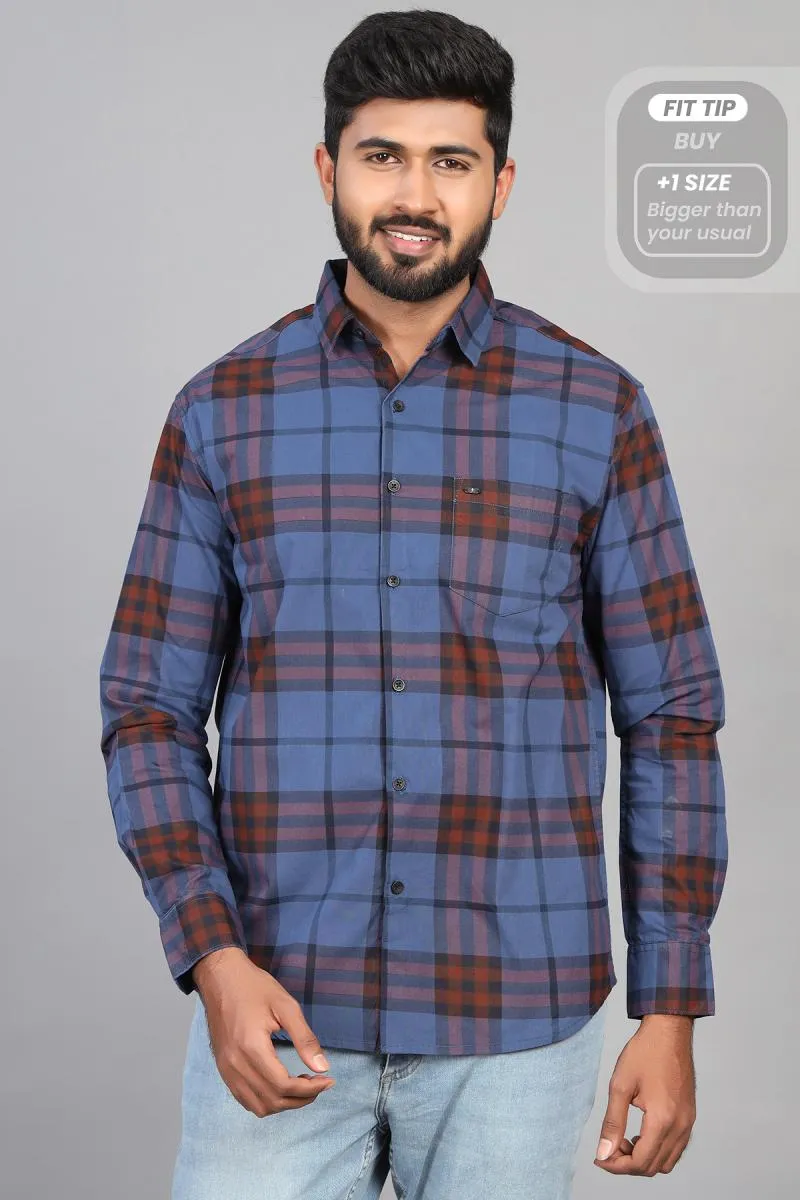 Cotton Checkered Shirt for Men 001202BLU44