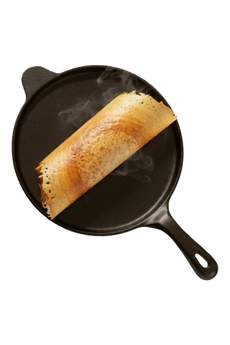 Bluevel Cast Iron Tawa, Long Handle, Pre-Seasoned, Nonstick, 100% Pure, Toxin-Free, Induction, 10 Inch/26cm, 1.8kg 001216BLA0.1LTR