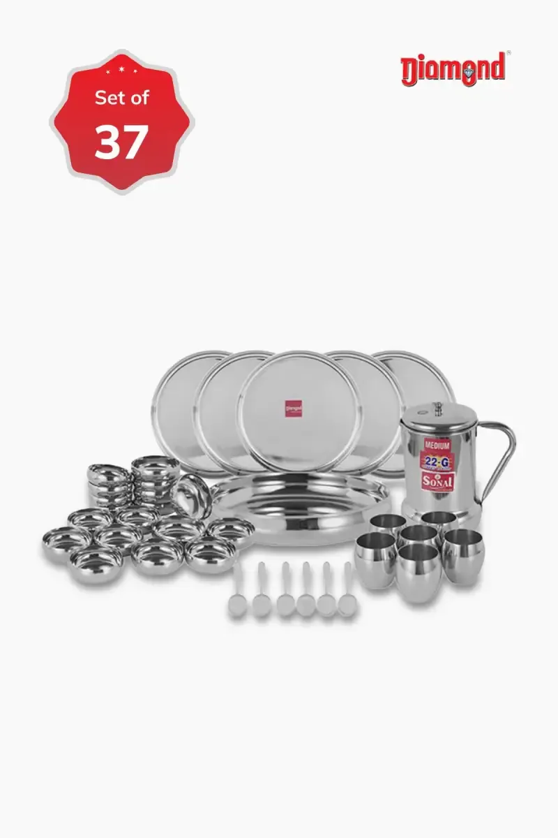 Diamond Stainless Steel Dinner Set -  37 Pcs