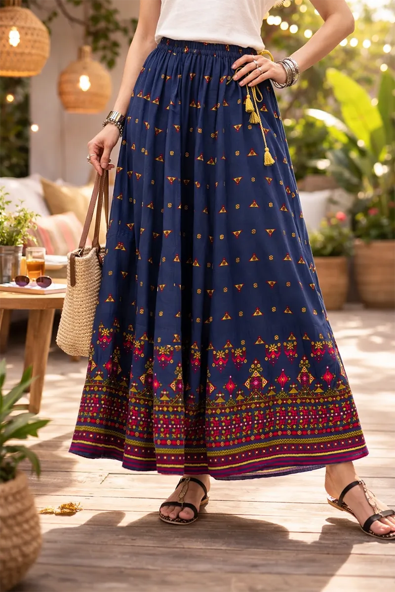 Rayon Printed Long Skirt for Women