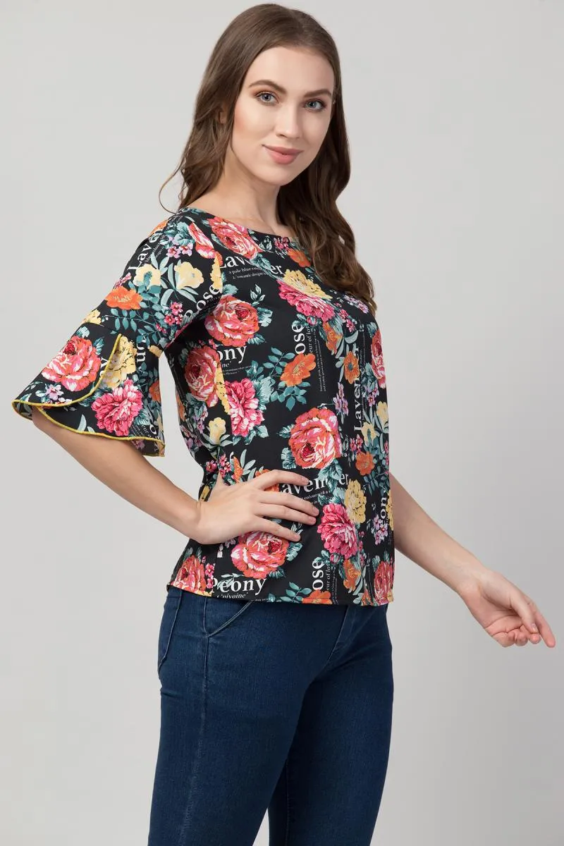 Georgette Floral Print Top for Women 001721MMUL