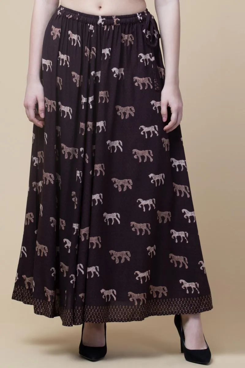 Rayon Animal Printed Skirt for Women