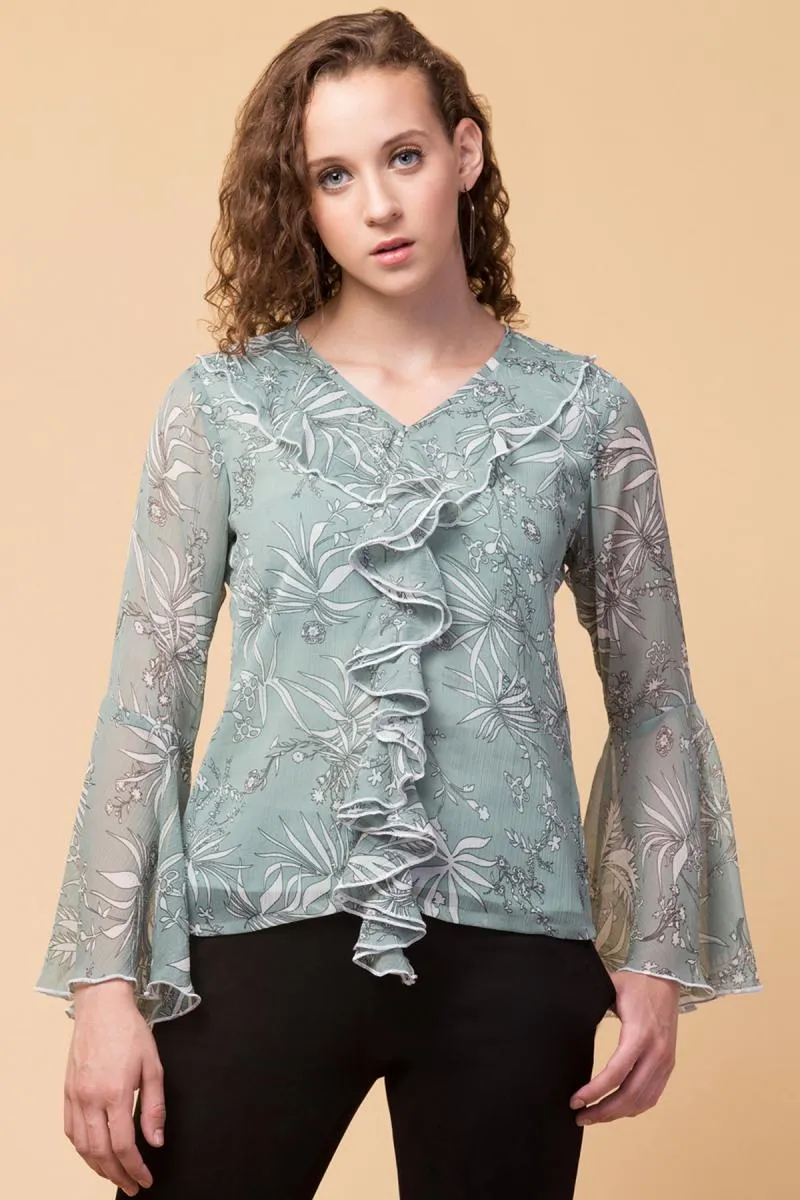 Chiffon Botanical Printed Top for Women