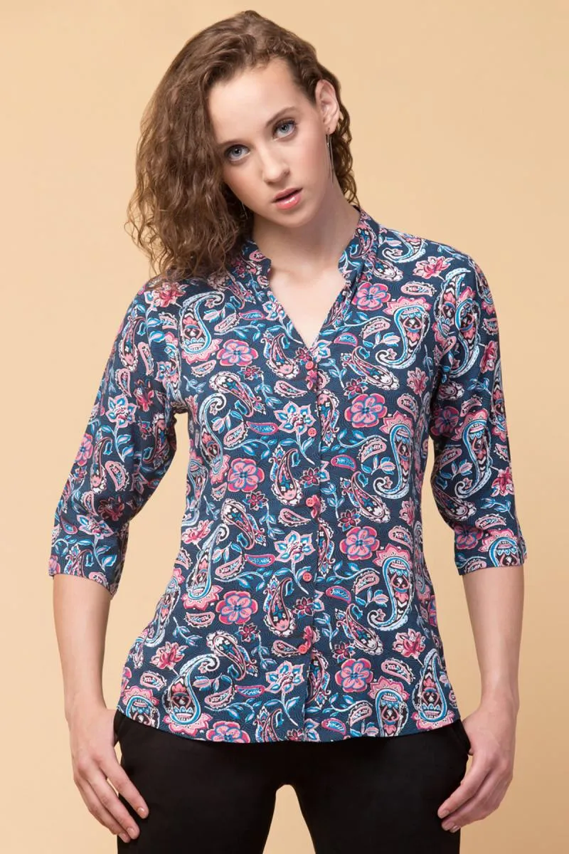 Rayon Paisley Printed Top for Women 001756SMUL