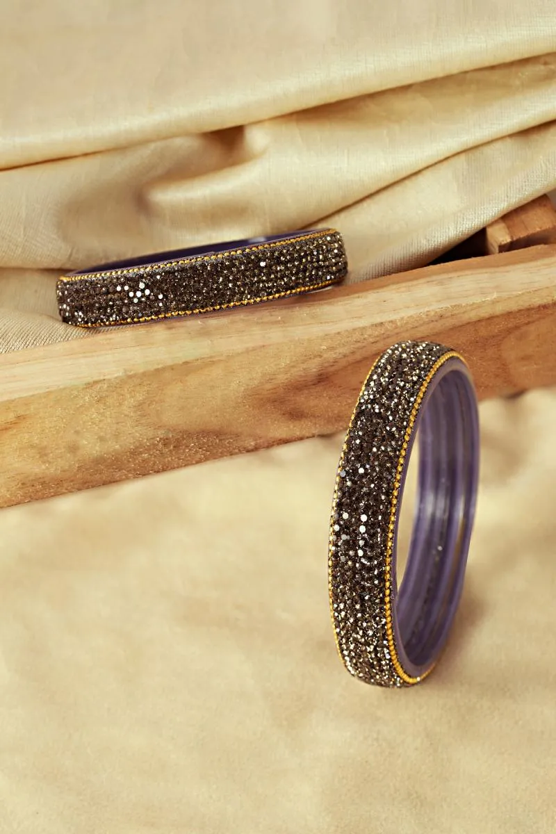 Elegant Glass Worked Broad Bangles for Girls & Women 001963GRE2.41