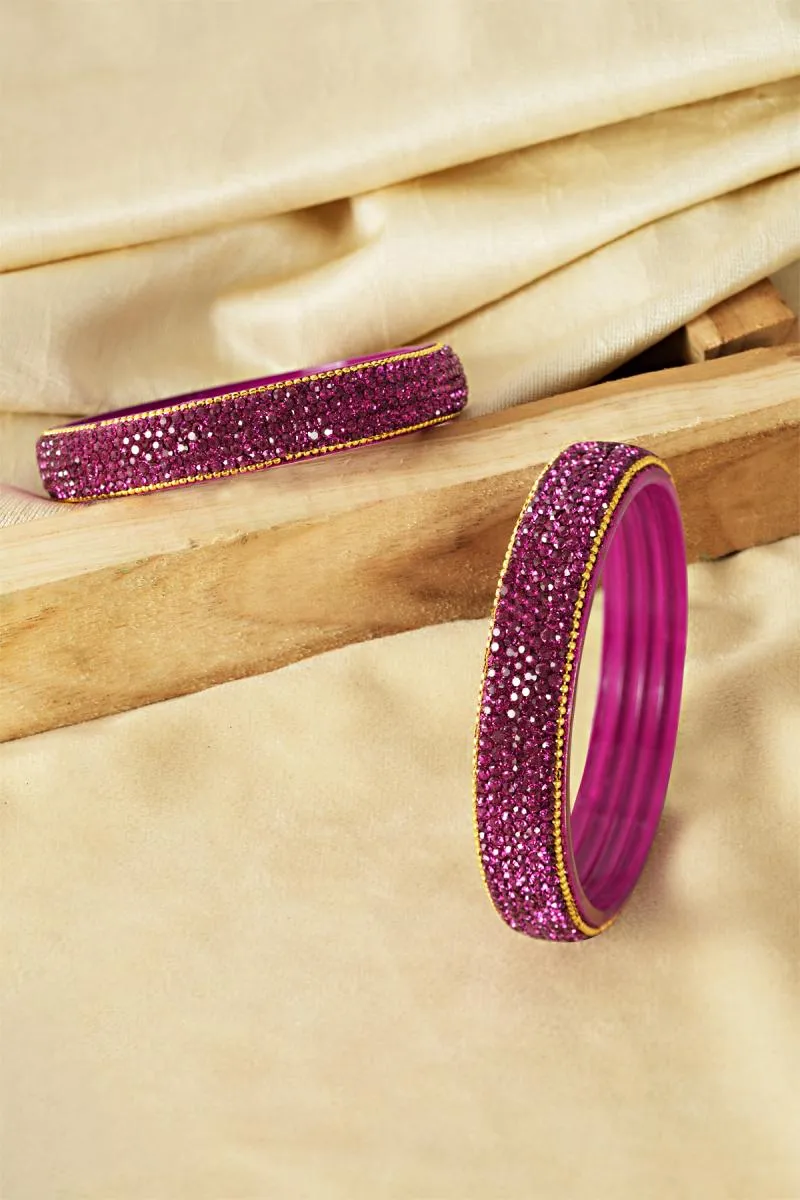 Elegant Glass Worked Broad Bangles for Girls & Women