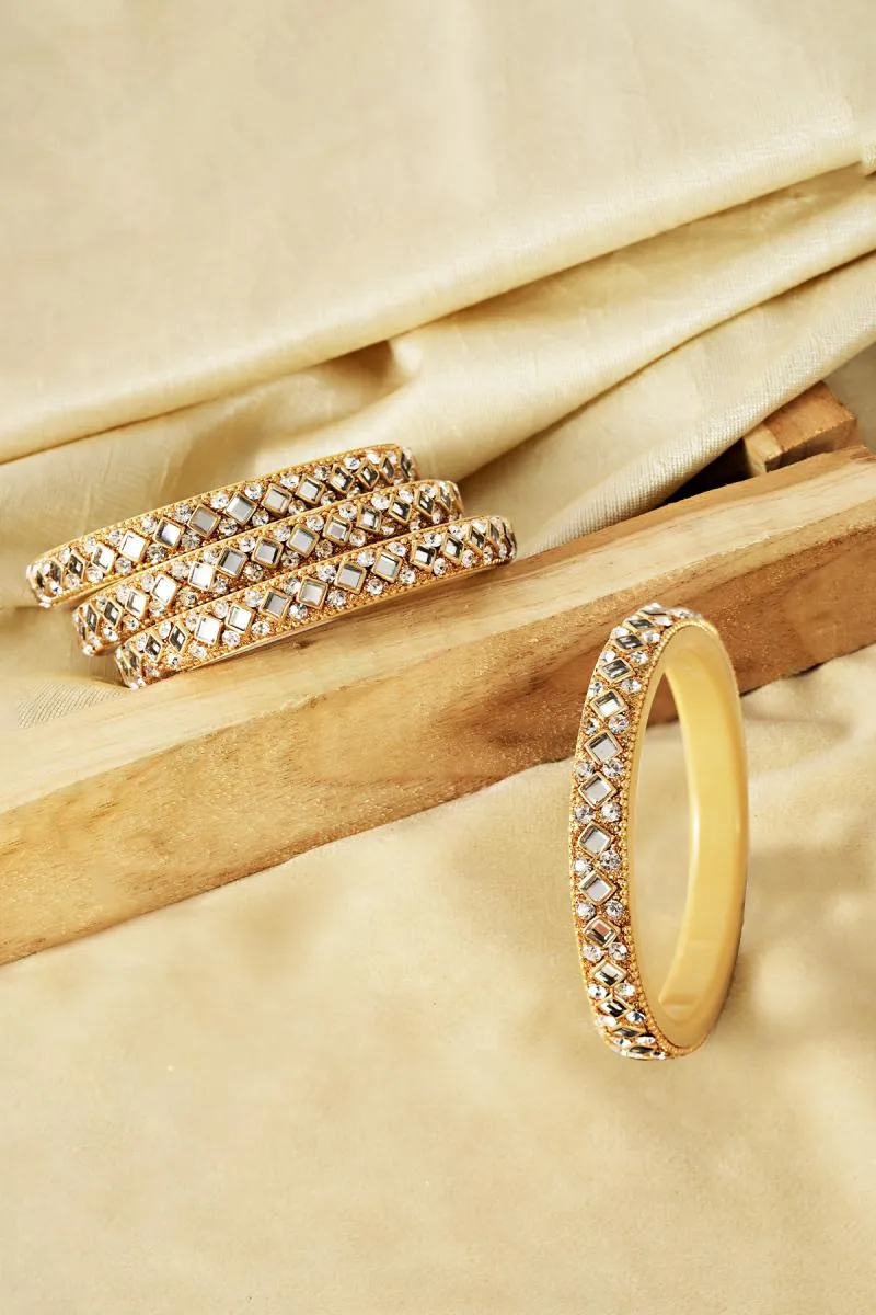 Stylish Kundan and Cubic Zircon Studded Bangles for Women