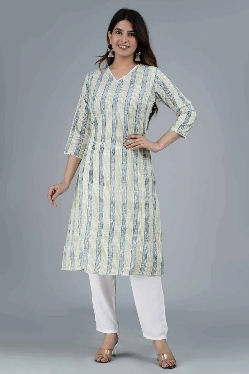 Cotton Striped Print Kurti for Women