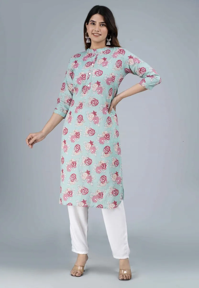 Cotton Floral Printed Kurti for Women 001994XXLLIGGRE