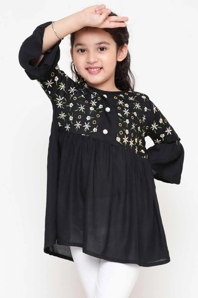 Girl's Viscose Rayon Embroidered Pattern Top (3 - 16 Yrs)