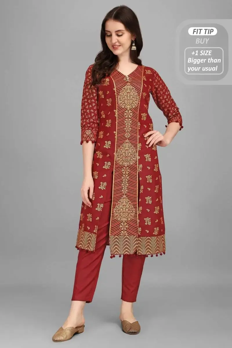Cotton Printed Kurti with Pant Set for Women
