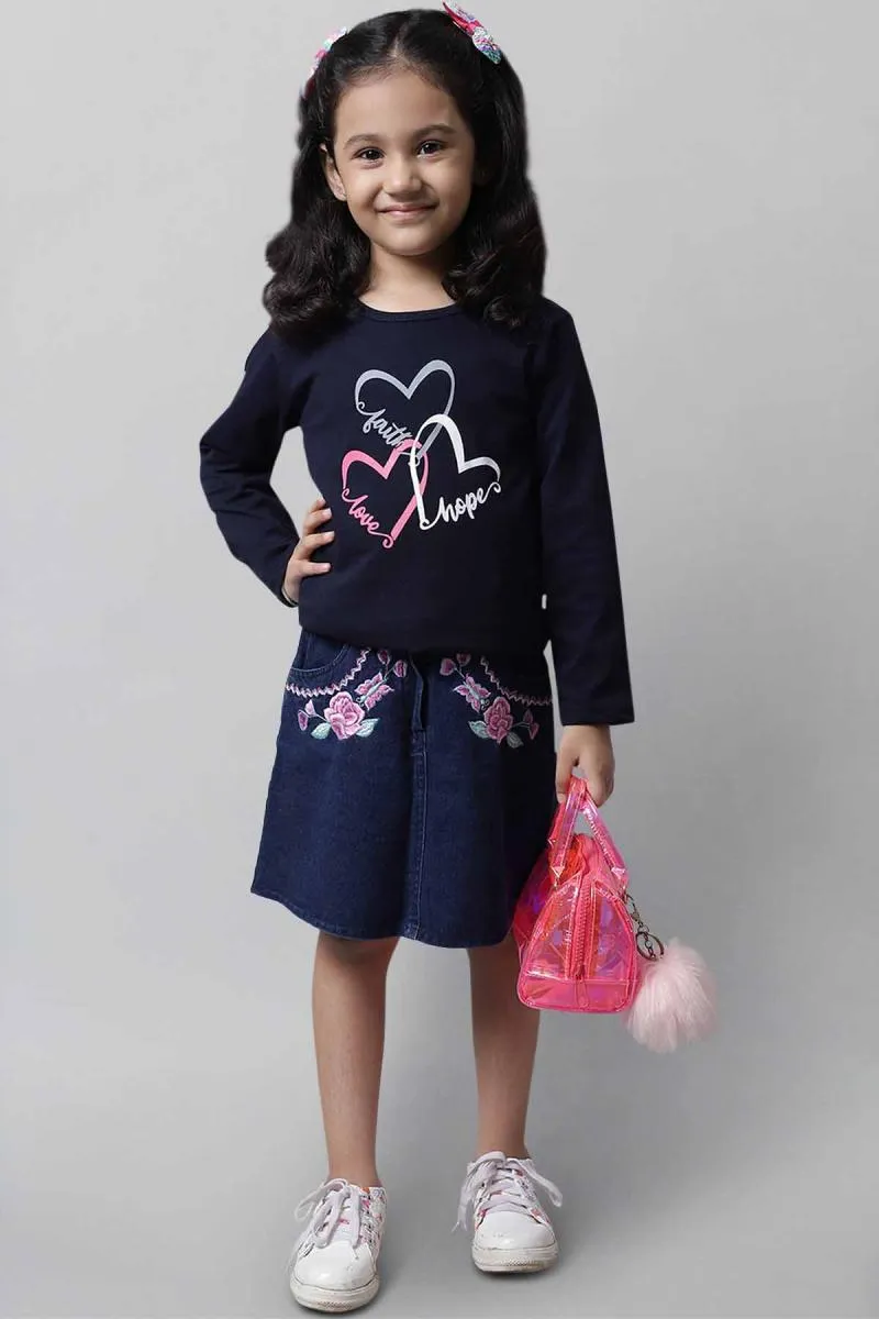 Cotton Blend Printed T-shirt for Girl  (2 - 10 Yrs) 00277089YRSNAVBLU