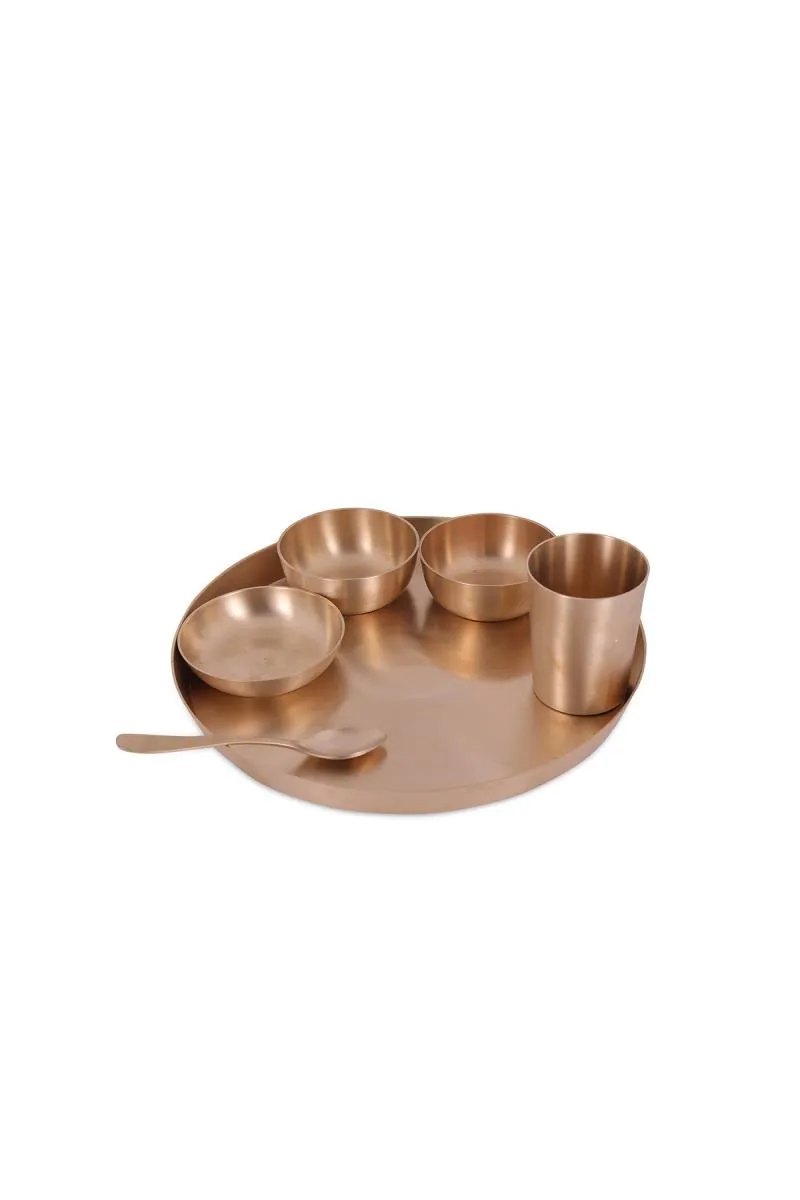 Bluevel Traditional Brass Bronze/Kansa Dinner Set - 6 Pc