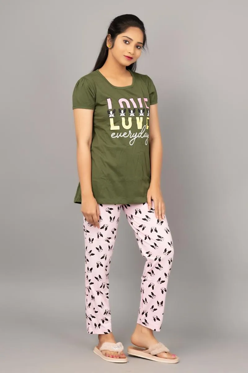 Cotton Printed Top with Pyjama Set for Women 002969DARGREXL