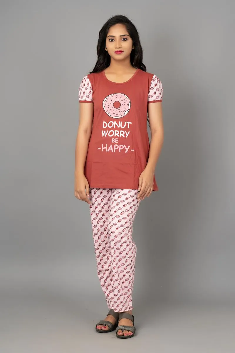 Cotton Printed Night Suit for Women