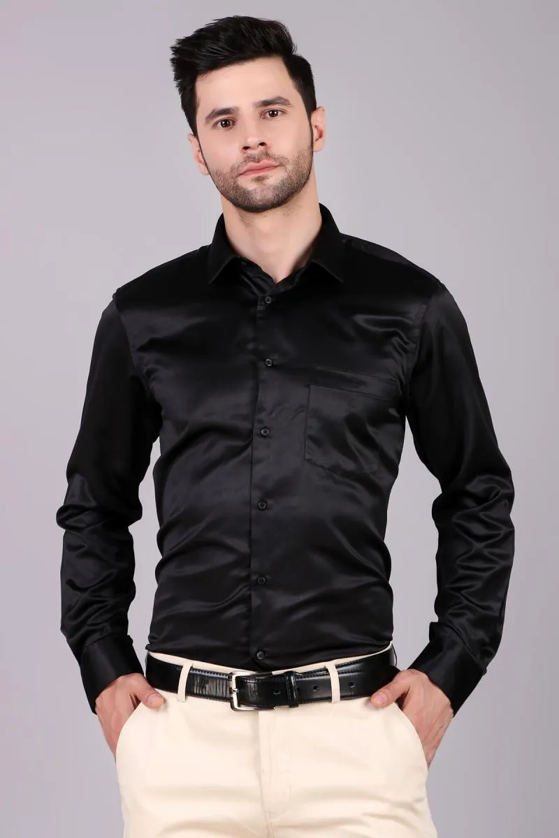 Men's Satin Slim Fit Formal Shirt 003652BLAXL