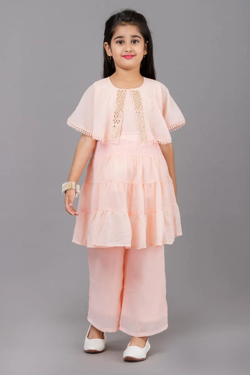 Girl's Georgette Embellished Kurta with Palazzo Set (3 - 13 Yrs) 00378934YRSPEA
