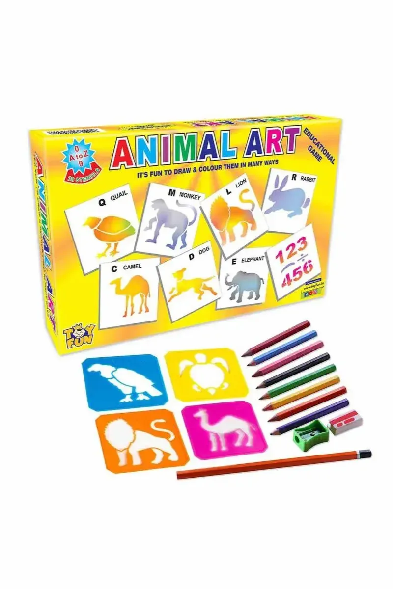 28 Educational Stencils with Pencil Color (Animals and Birds) 003791MUL