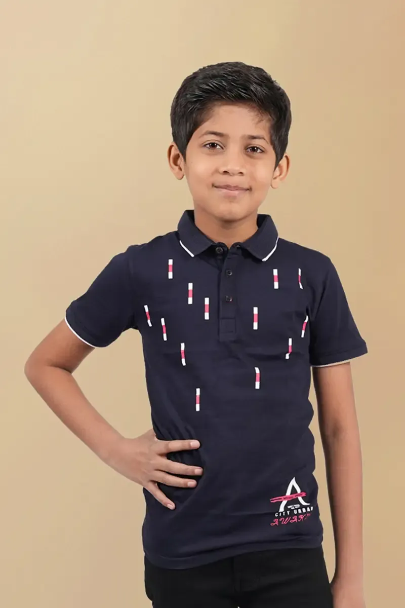 Boy's Graphic Print Polo T-shirt 003830910YRSNAVBLU
