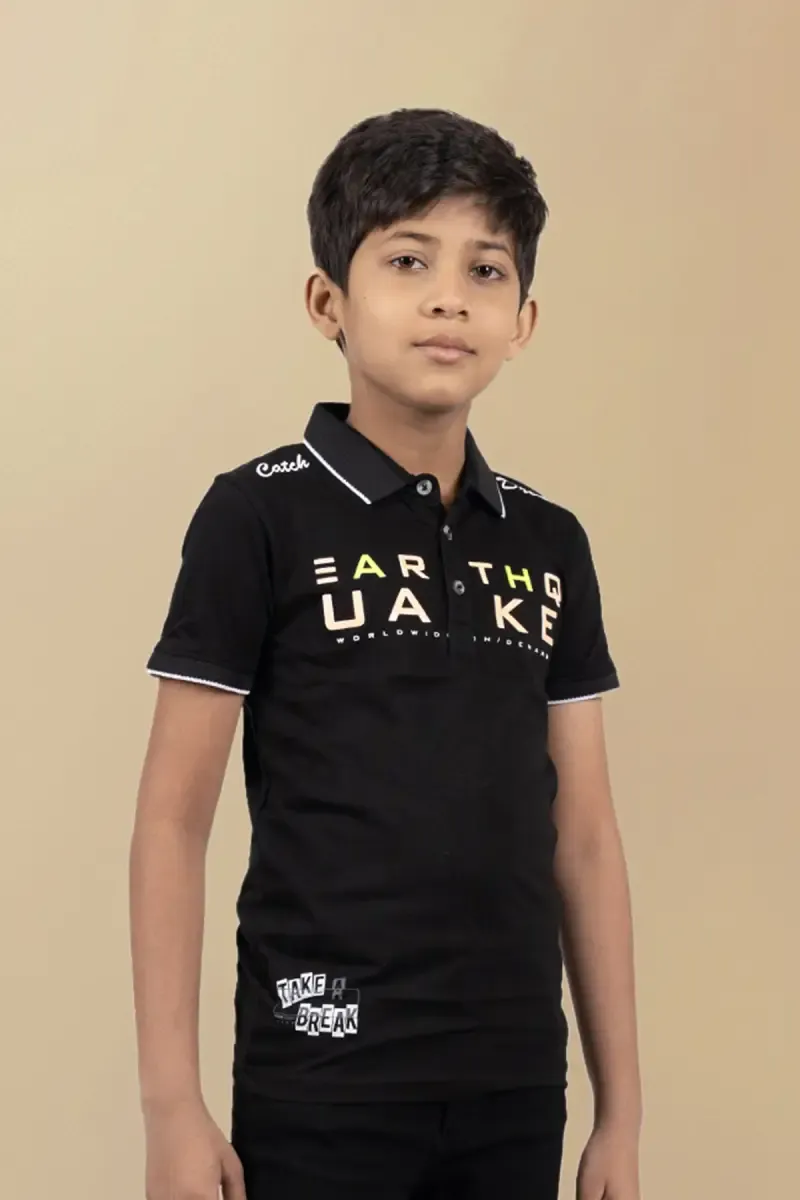 Cotton Printed Polo T-shirt for Boy 00383234YRSBLA