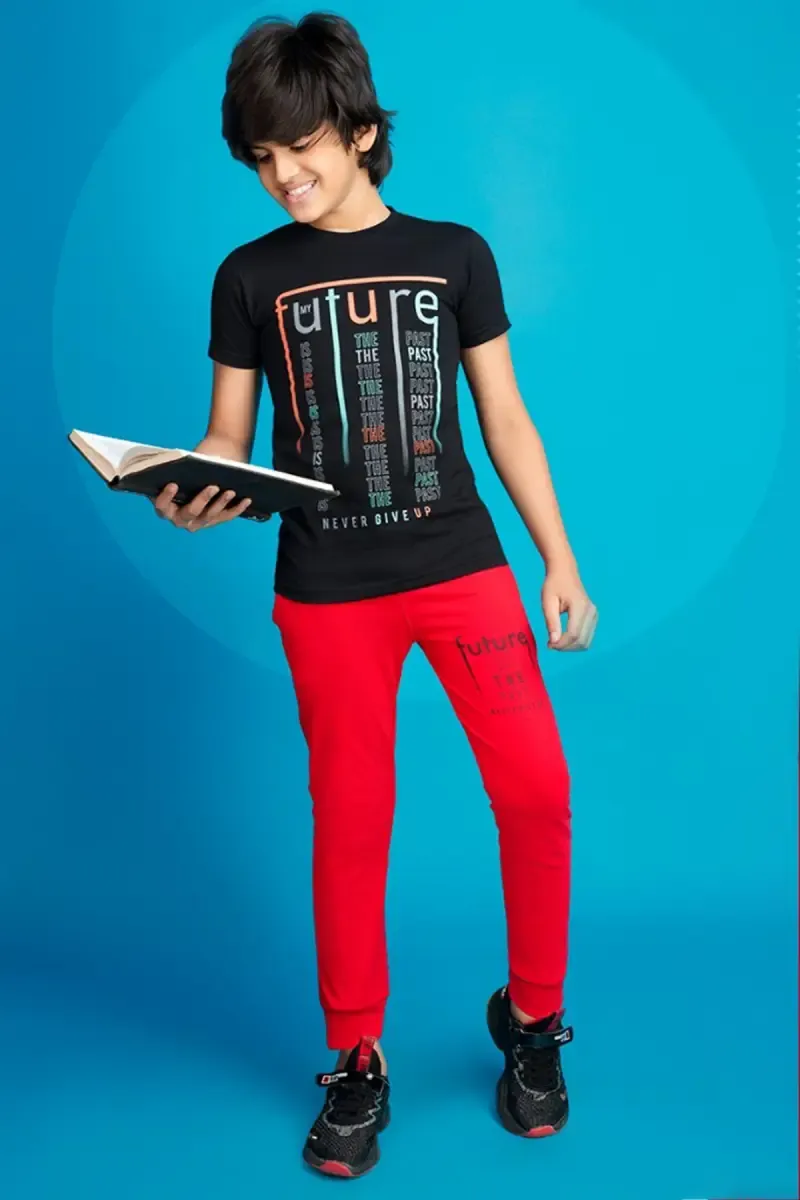 Boy's Printed T-shirt with Pant Set (2-Pcs Set)
