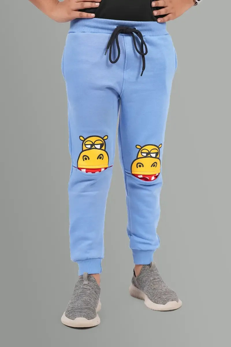 Boy's Printed Cotton Track Pant 004095SKYBLU34YRS