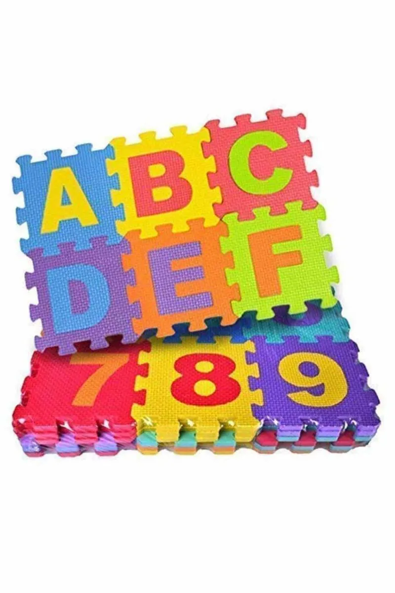 Eva Foam 36 Pcs Mini Interlocking Puzzle Mat For Kids(Alphabet & Number) 