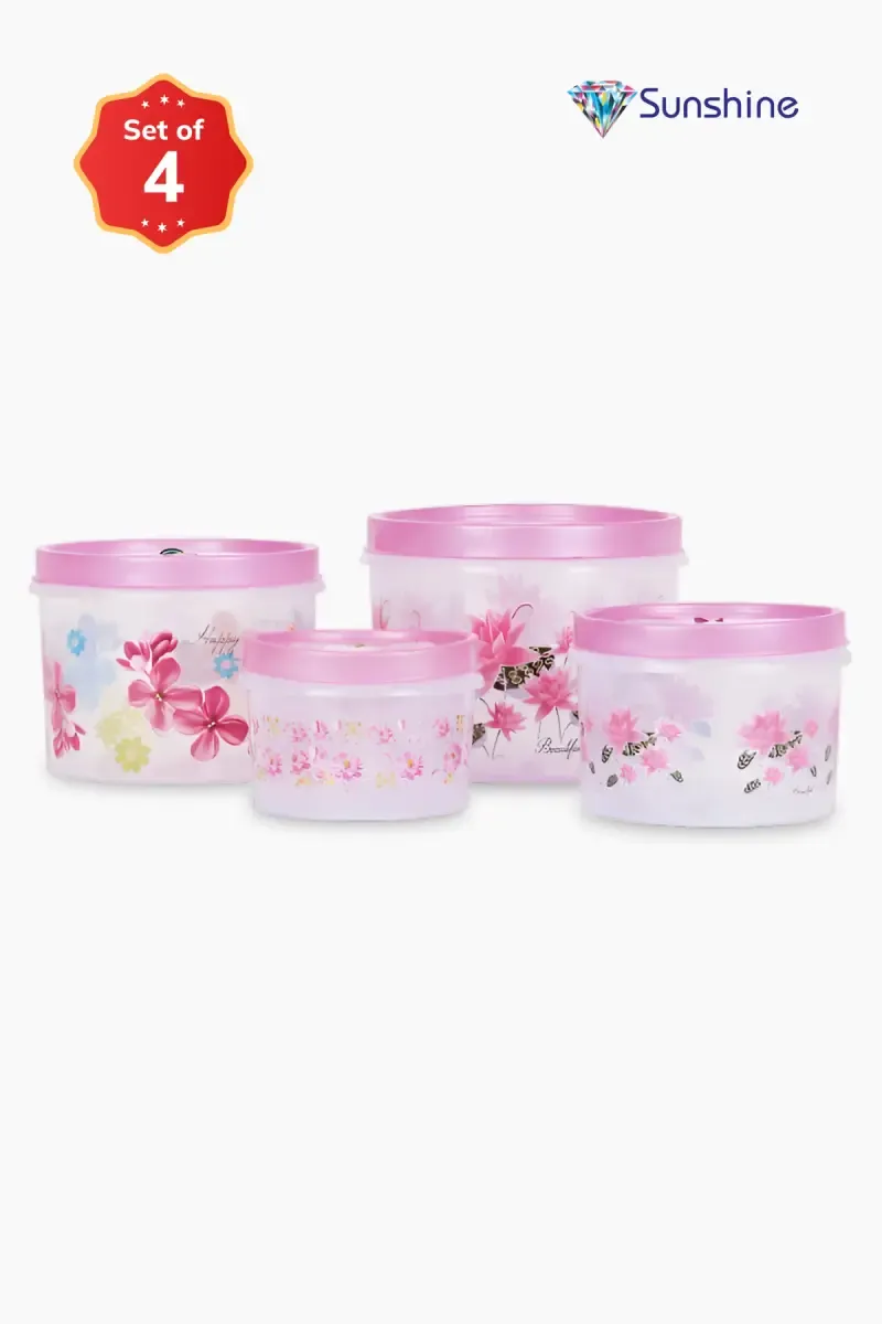 Plastic Printed Storage Container, Sunshine - Set of 4